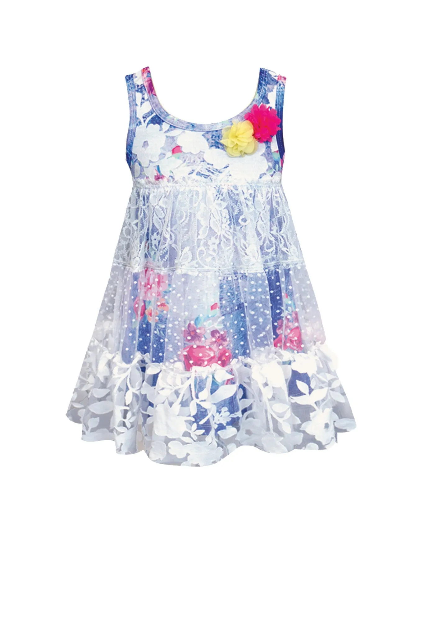 Mixed Floral Lace Overlay Dress