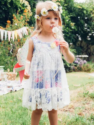 Mixed Floral Lace Overlay Dress