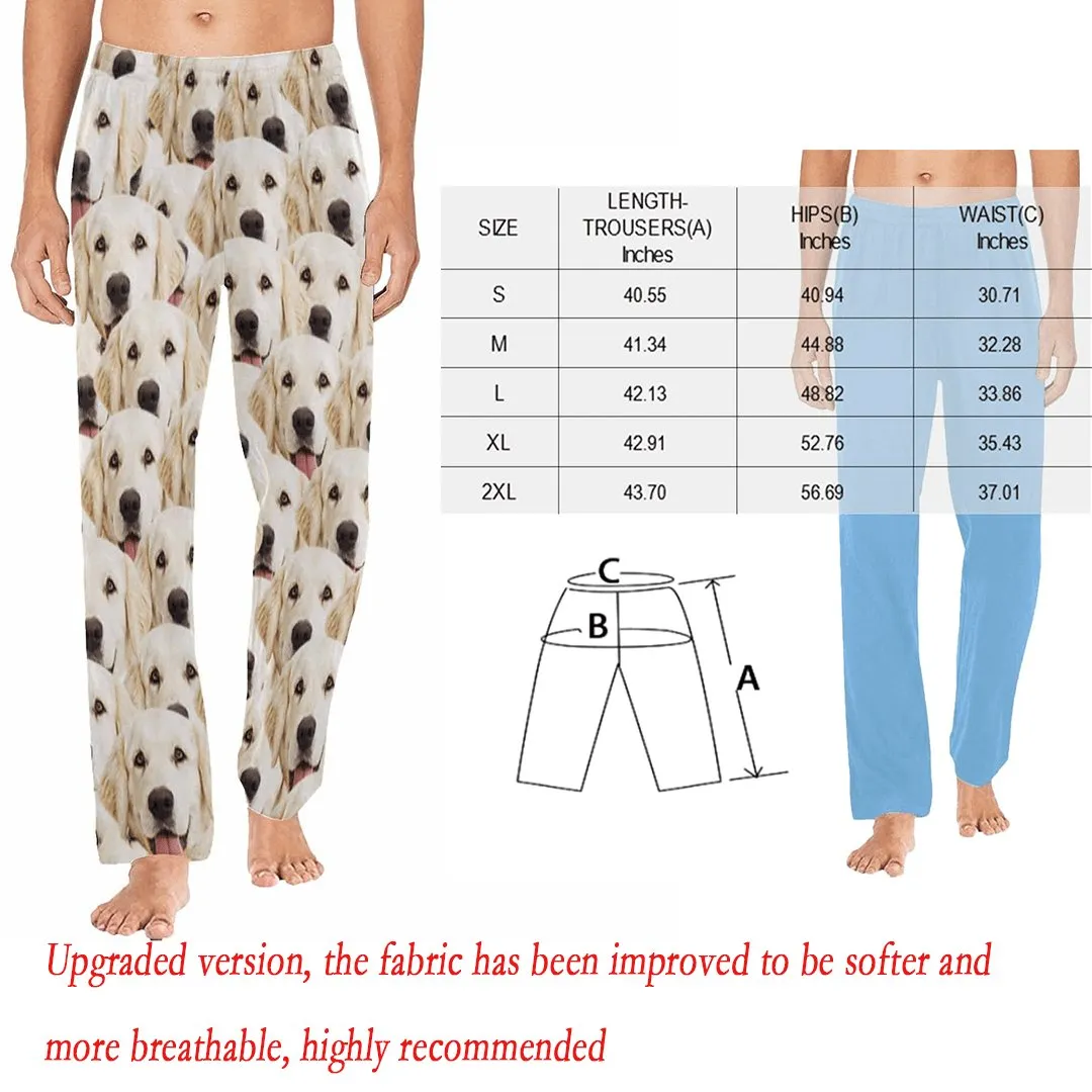 [More Comfortable]Custom Couple Face Pet Dog Seamless Sleepwear Personalized Women's&Men's Slumber Party Long Pajama Pants