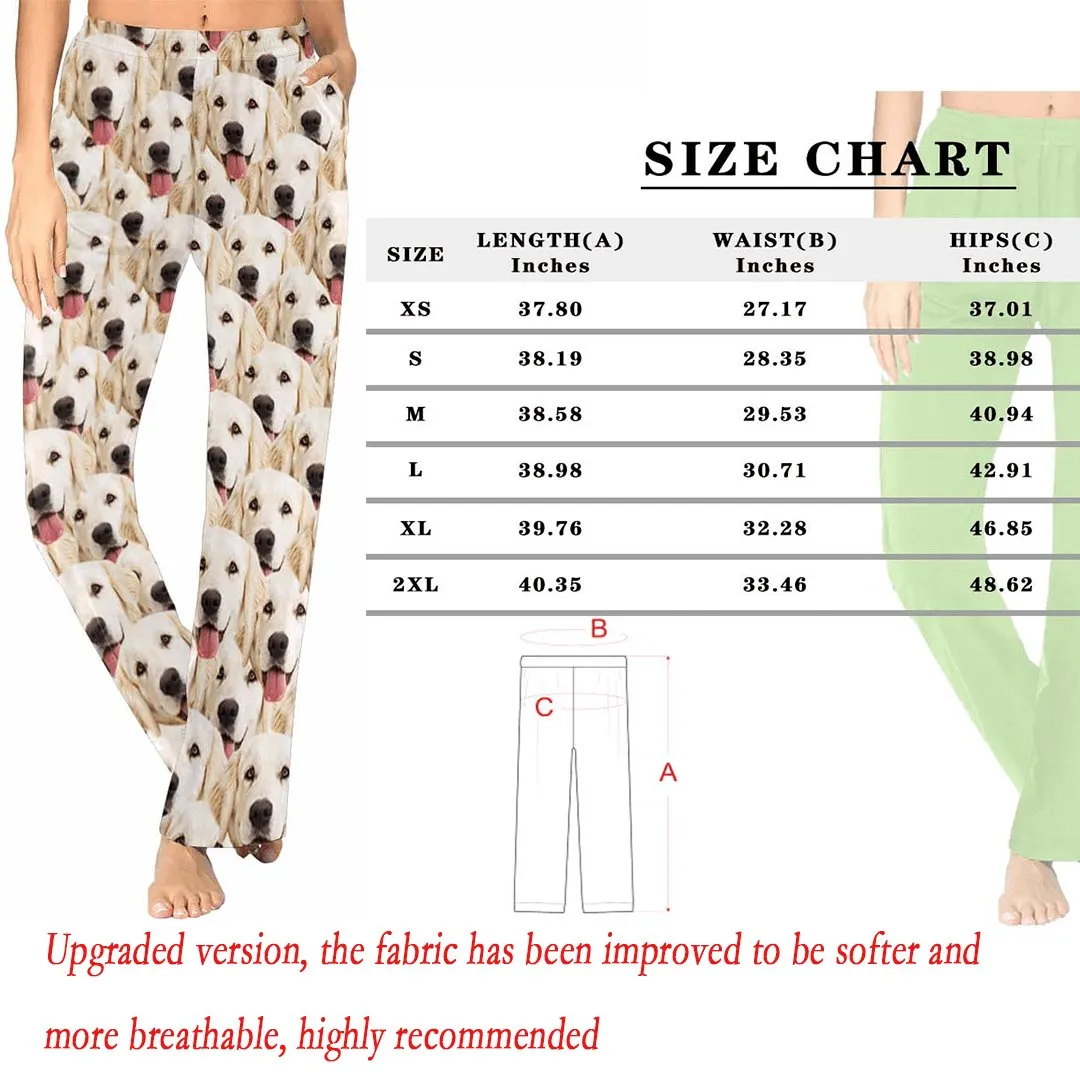 [More Comfortable]Custom Couple Face Pet Dog Seamless Sleepwear Personalized Women's&Men's Slumber Party Long Pajama Pants