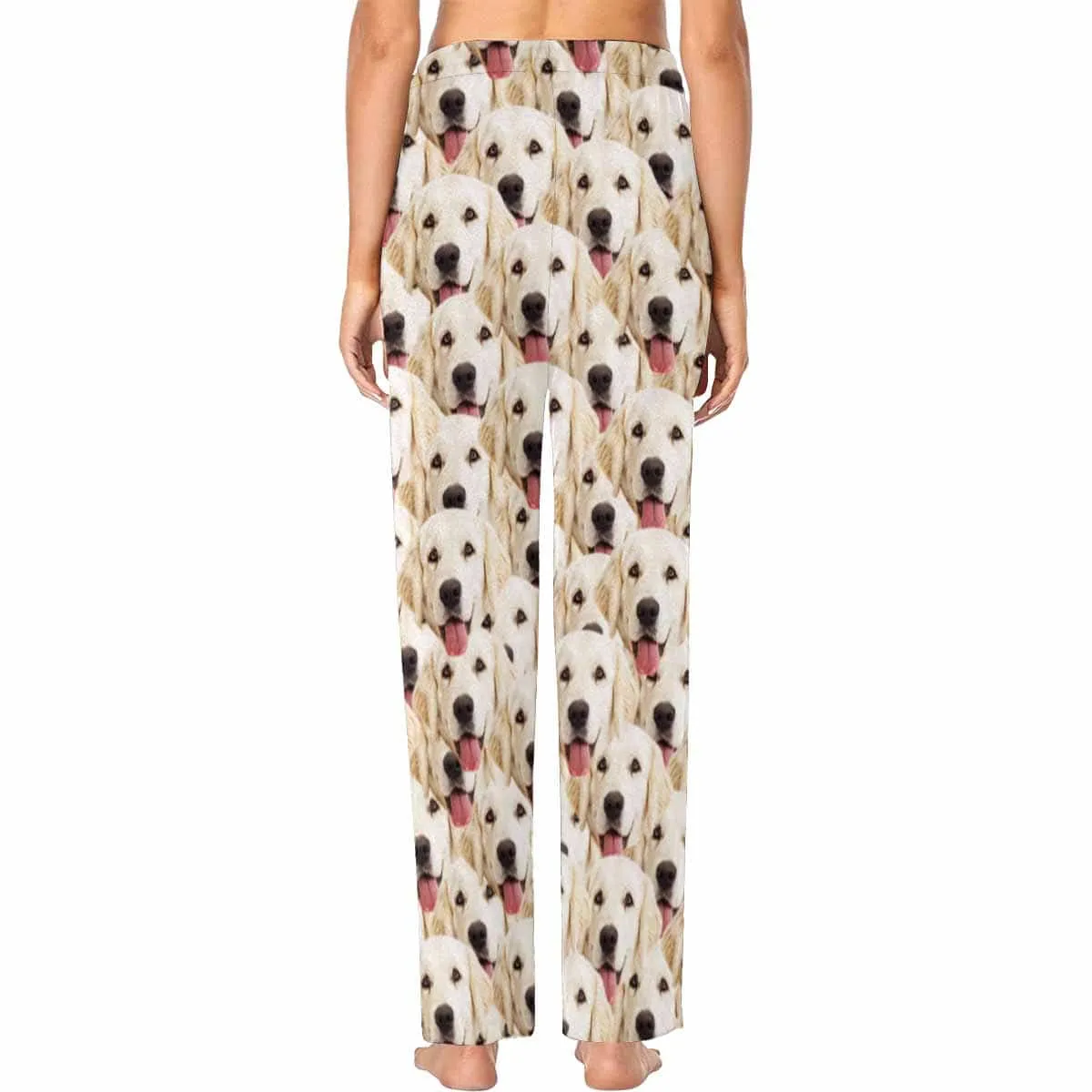[More Comfortable]Custom Couple Face Pet Dog Seamless Sleepwear Personalized Women's&Men's Slumber Party Long Pajama Pants