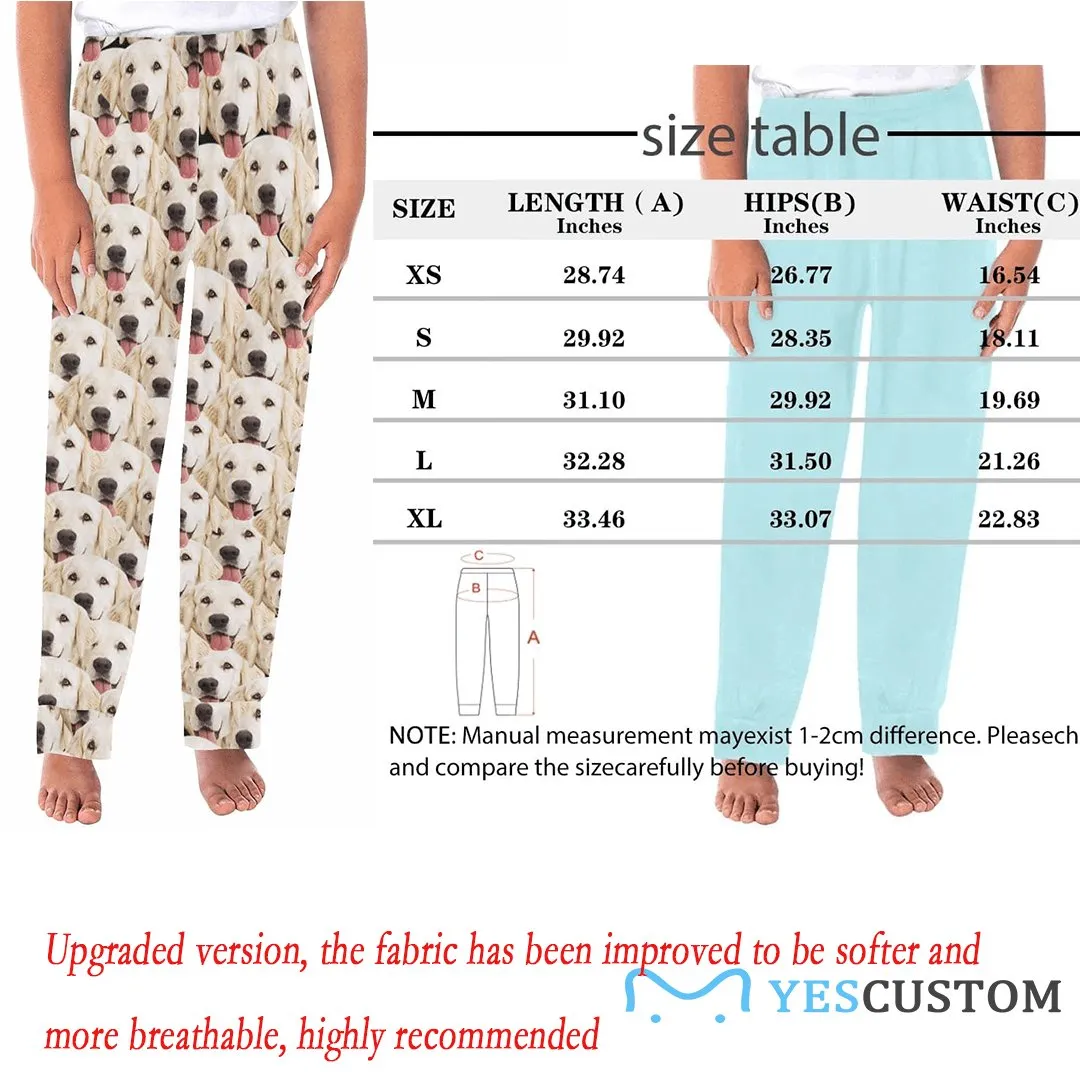 [More Comfortable]Custom Couple Face Pet Dog Seamless Sleepwear Personalized Women's&Men's Slumber Party Long Pajama Pants