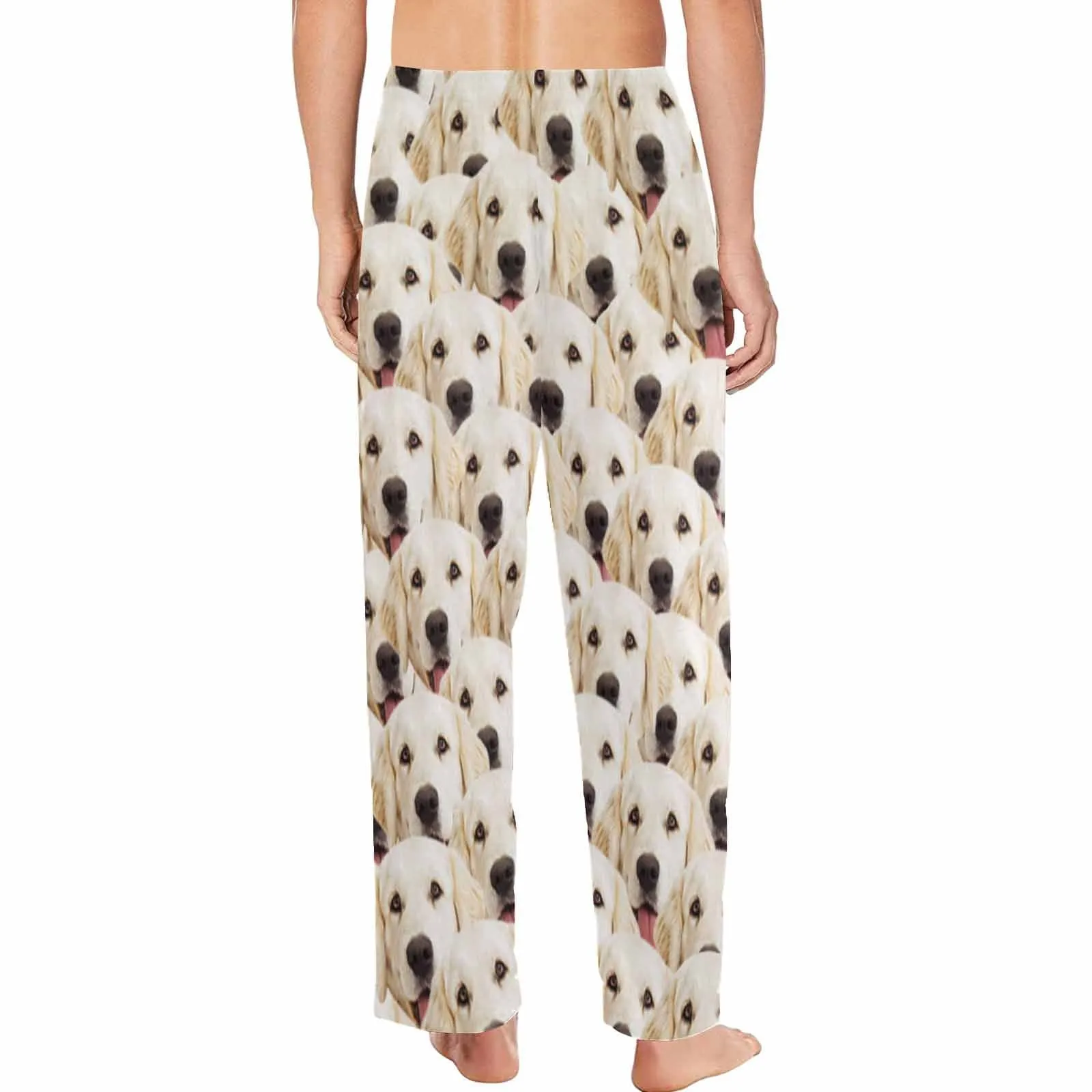 [More Comfortable]Custom Couple Face Pet Dog Seamless Sleepwear Personalized Women's&Men's Slumber Party Long Pajama Pants