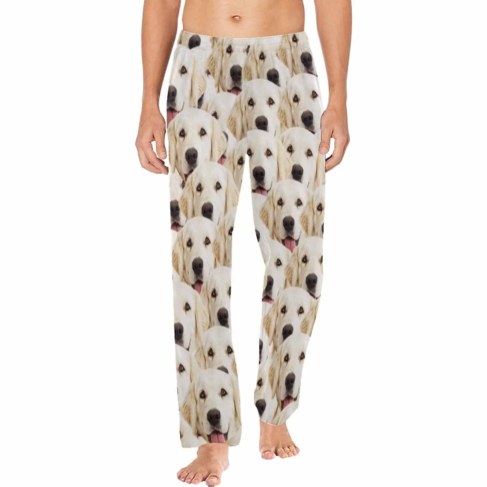 [More Comfortable]Custom Couple Face Pet Dog Seamless Sleepwear Personalized Women's&Men's Slumber Party Long Pajama Pants