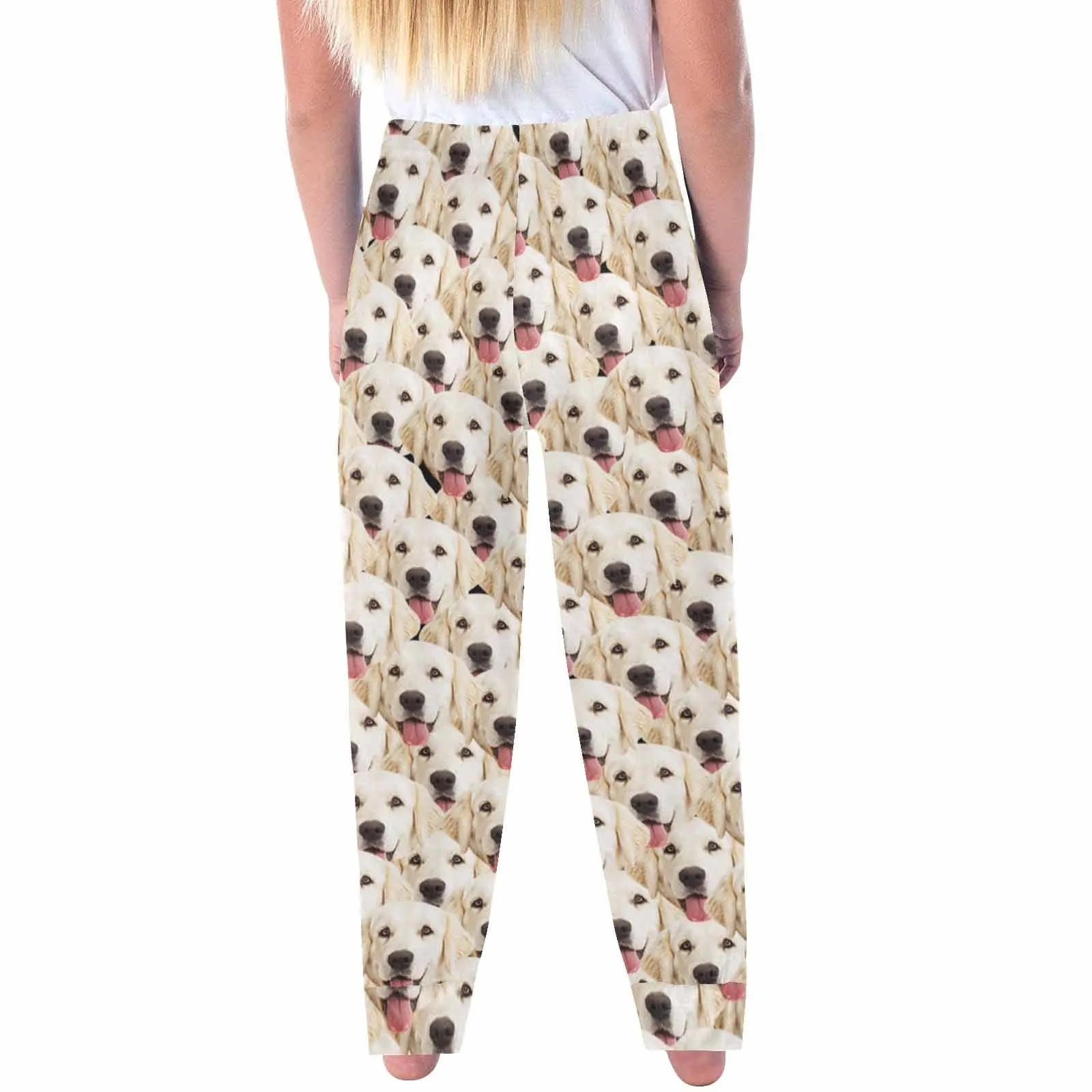 [More Comfortable]Custom Couple Face Pet Dog Seamless Sleepwear Personalized Women's&Men's Slumber Party Long Pajama Pants