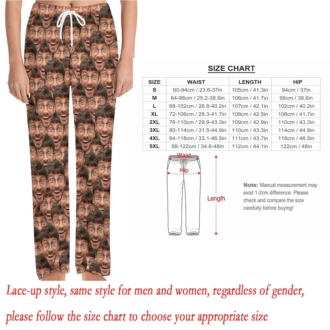 [More Comfortable]Custom Couple Face Pet Dog Seamless Sleepwear Personalized Women's&Men's Slumber Party Long Pajama Pants