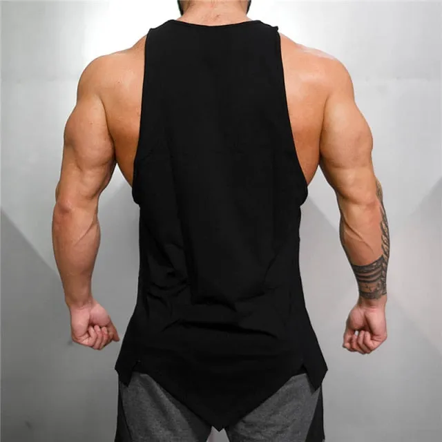 Muscleguys Gym Stringer Clothing Bodybuilding Tank Top Men Fitness Singlet Sleeveless Shirt Solid Cotton Undershirt Muscle Vest