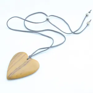 Mustard Simple Wooden Heart  Necklace