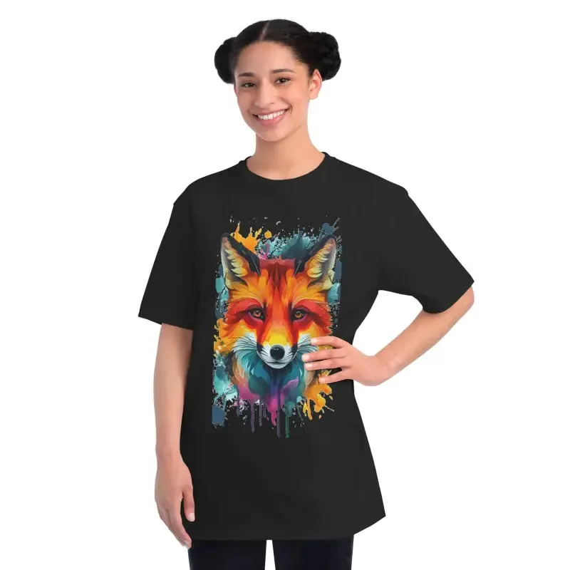 Organic Vibrant Fox Tee with Colorful Splash
