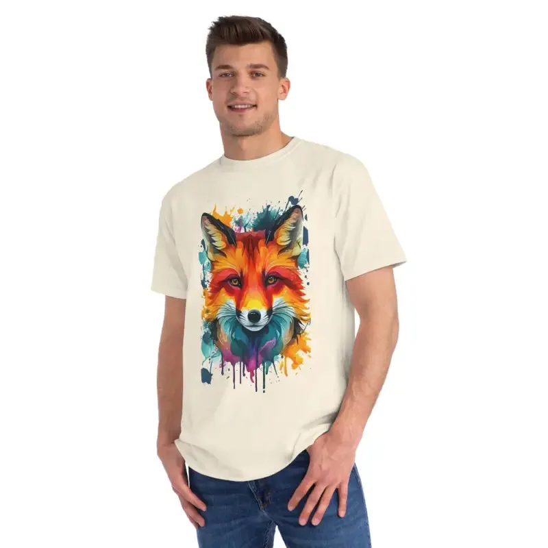 Organic Vibrant Fox Tee with Colorful Splash
