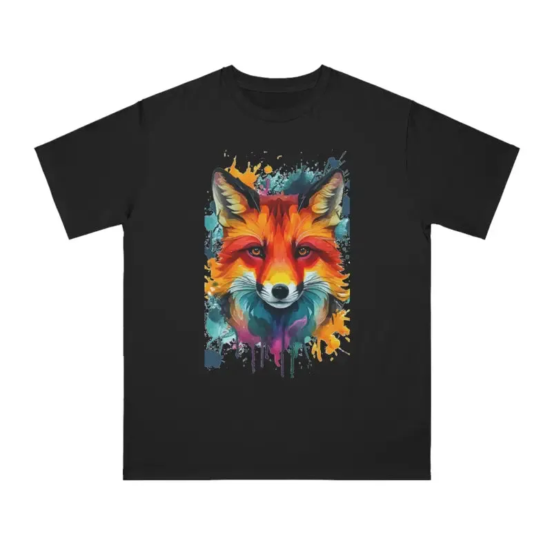 Organic Vibrant Fox Tee with Colorful Splash
