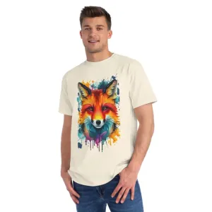 Organic Vibrant Fox Tee with Colorful Splash
