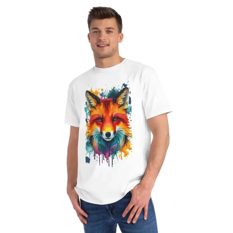 Organic Vibrant Fox Tee with Colorful Splash