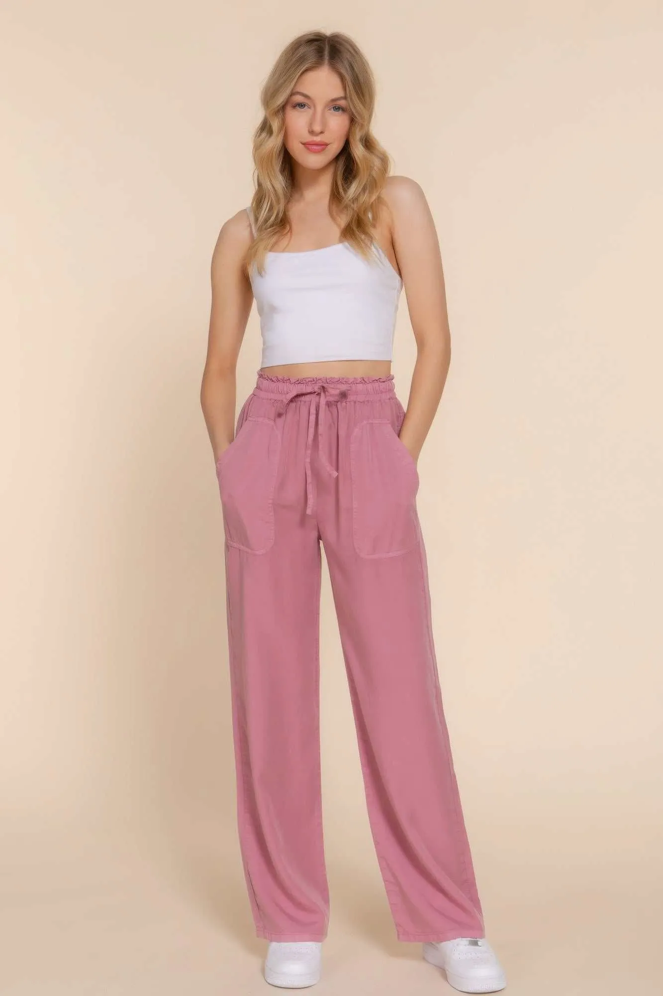 Pants Elastic Waist Tencel Long Pants Perfect for Work Breathable Casual Comfort Comfortable