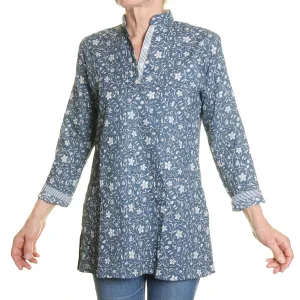 Pintuk Cotton Top - French Blue Print
