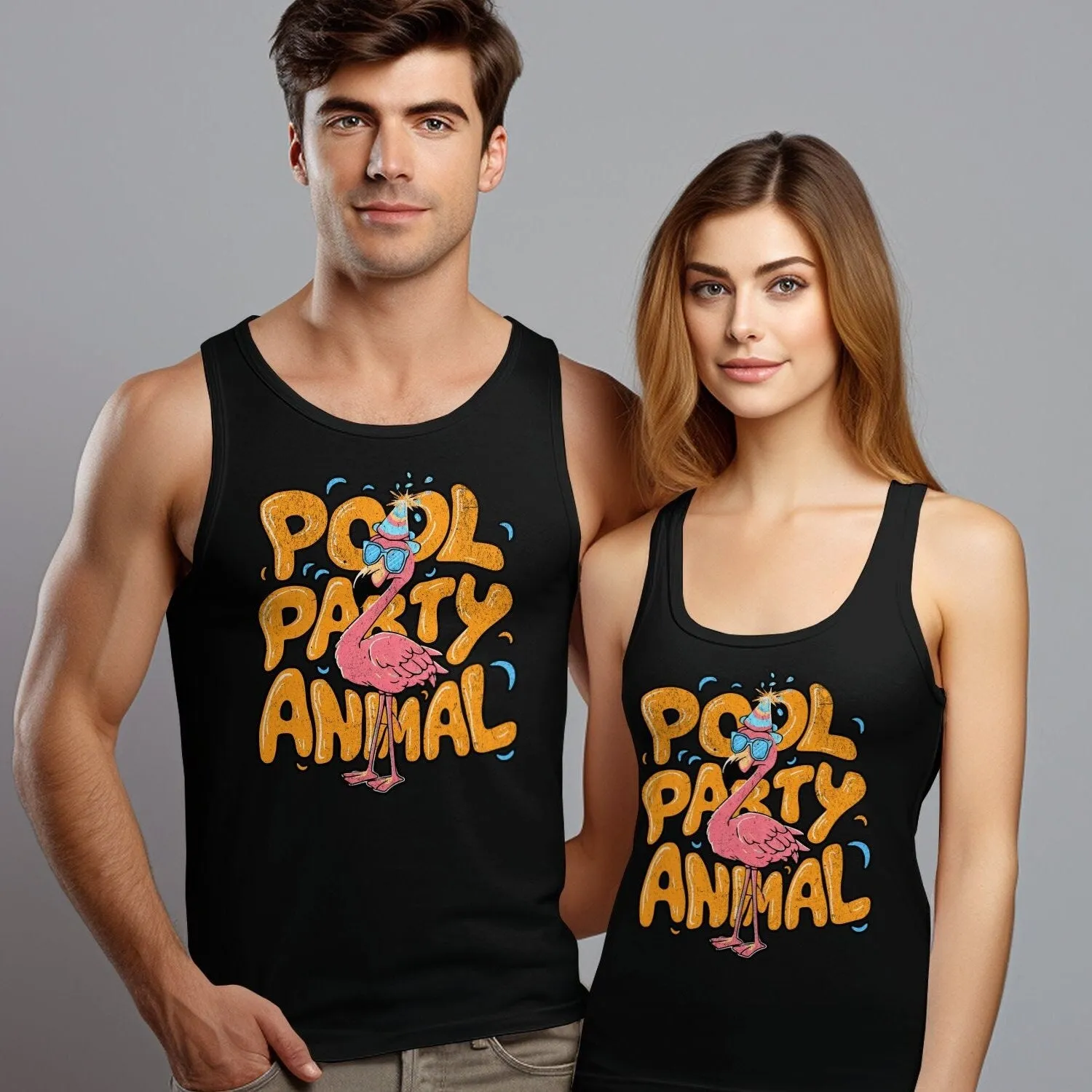 Pool Party Animal T-Shirt, Summer Fun Graphic Tee, Flamingo Party Shirt, Funny Pool Party, Cute Flamingo, Celebration Tank Top