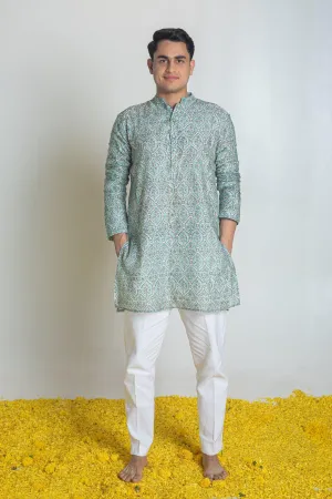 POWER CHANDHERI KURTA SET