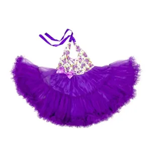 Purple Floral Halter Tutu Dress Girl S-XL