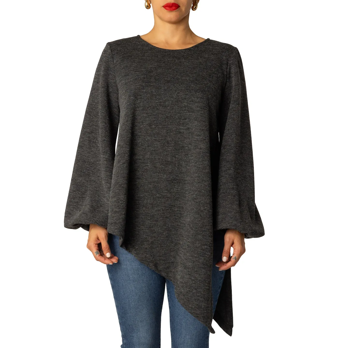 "Nayeli" Asymmetric Grey Top