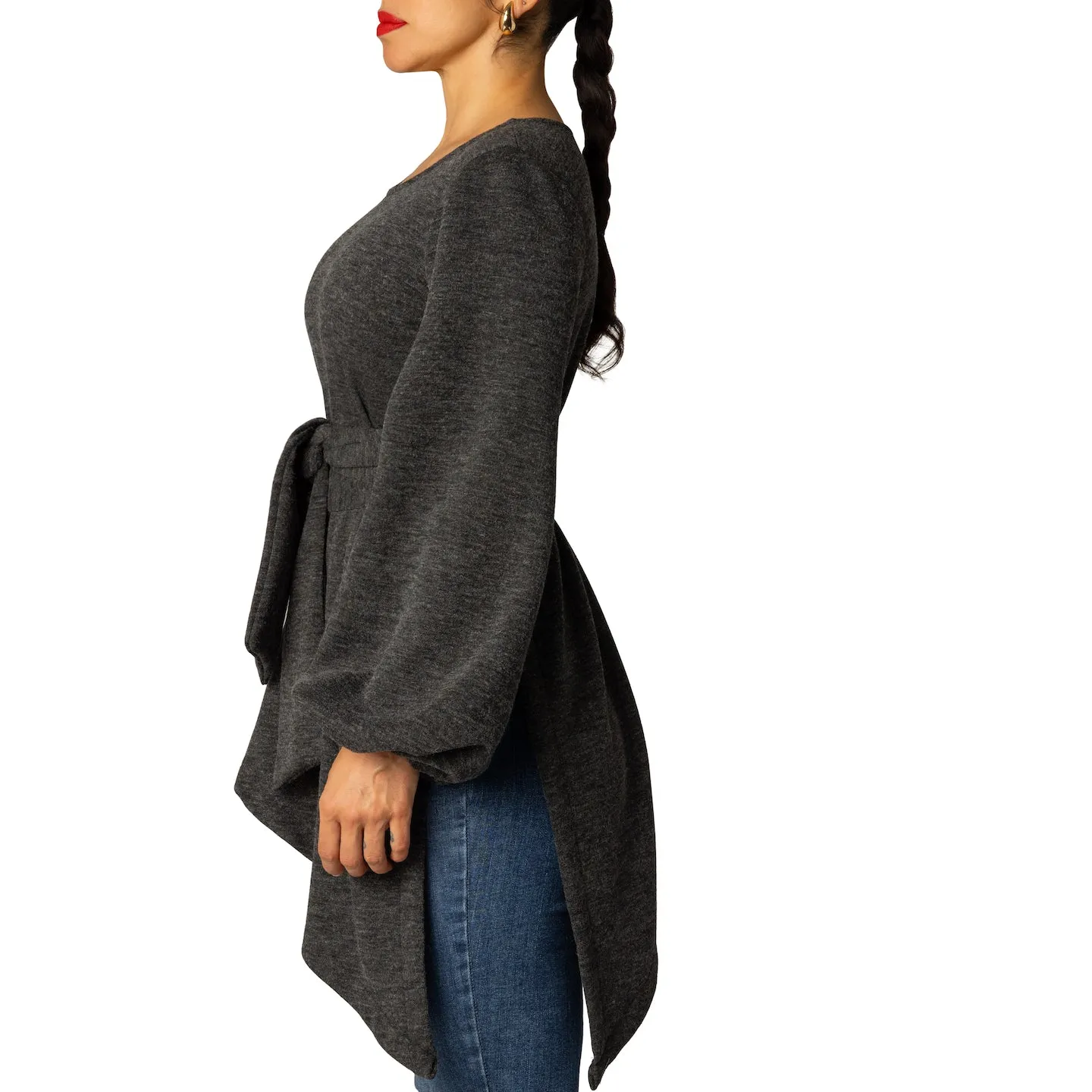 "Nayeli" Asymmetric Grey Top