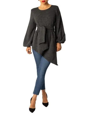 "Nayeli" Asymmetric Grey Top