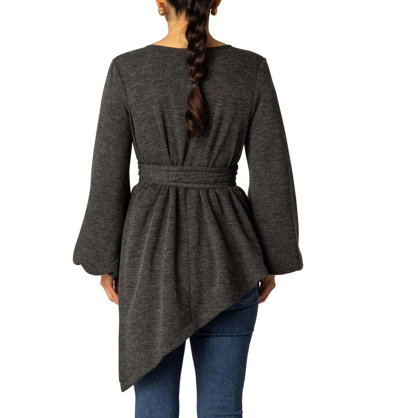 "Nayeli" Asymmetric Grey Top