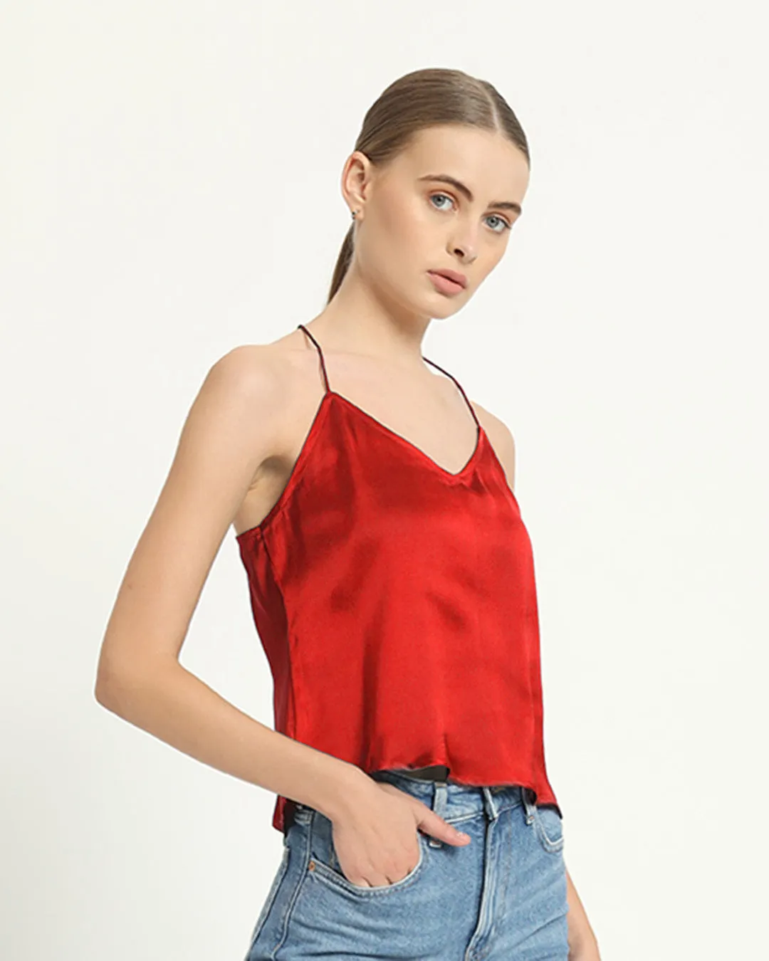 Satin Chic Scarlet Red Camisole