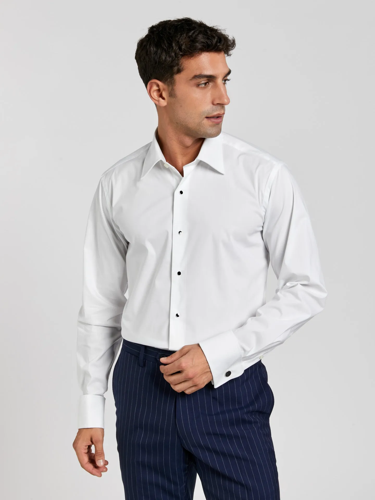 Slim fit party plain poplin comfort shirt