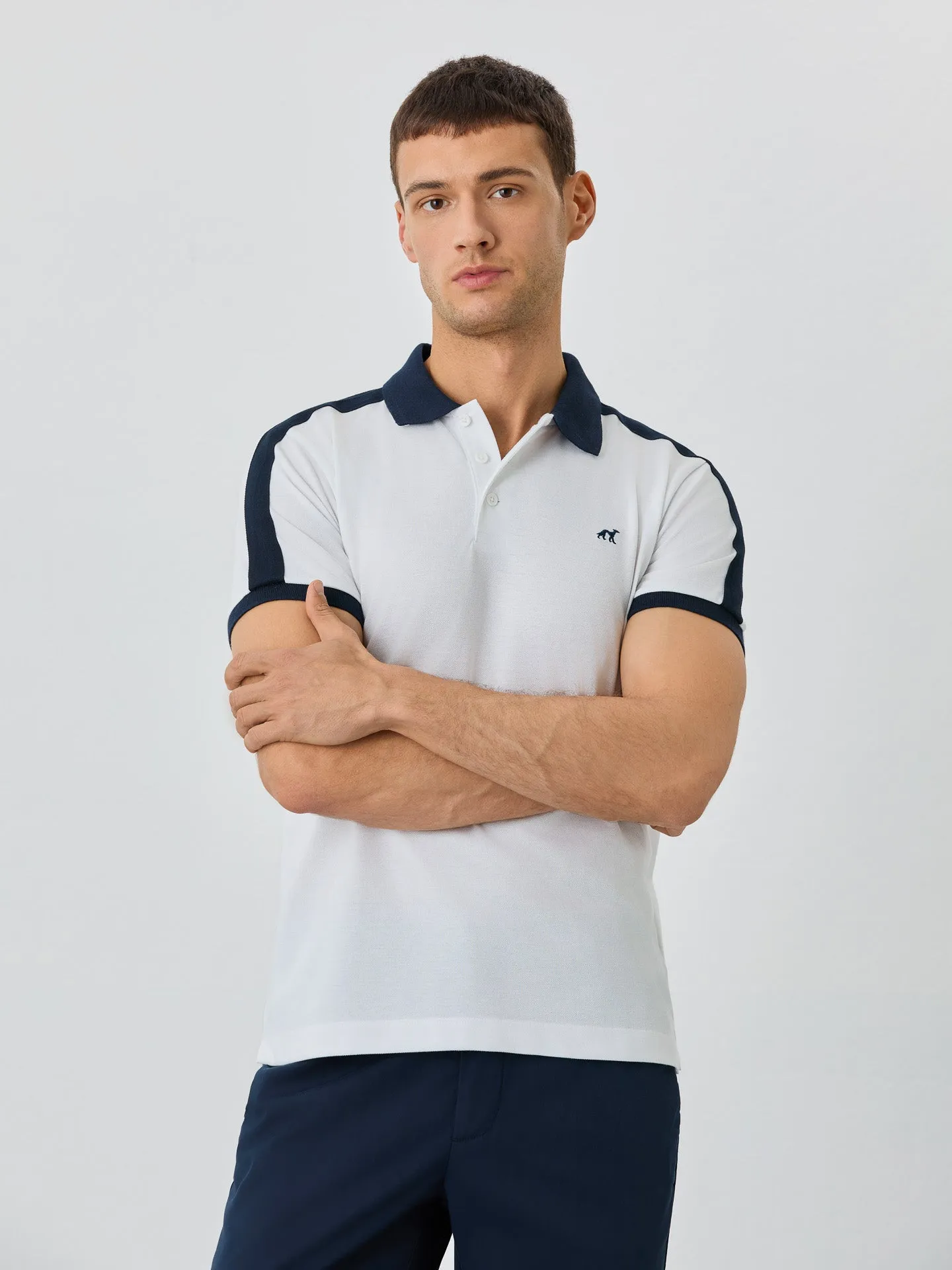 Slim Fit Piqué Polo In Recycled Polyester And Cotton Blend