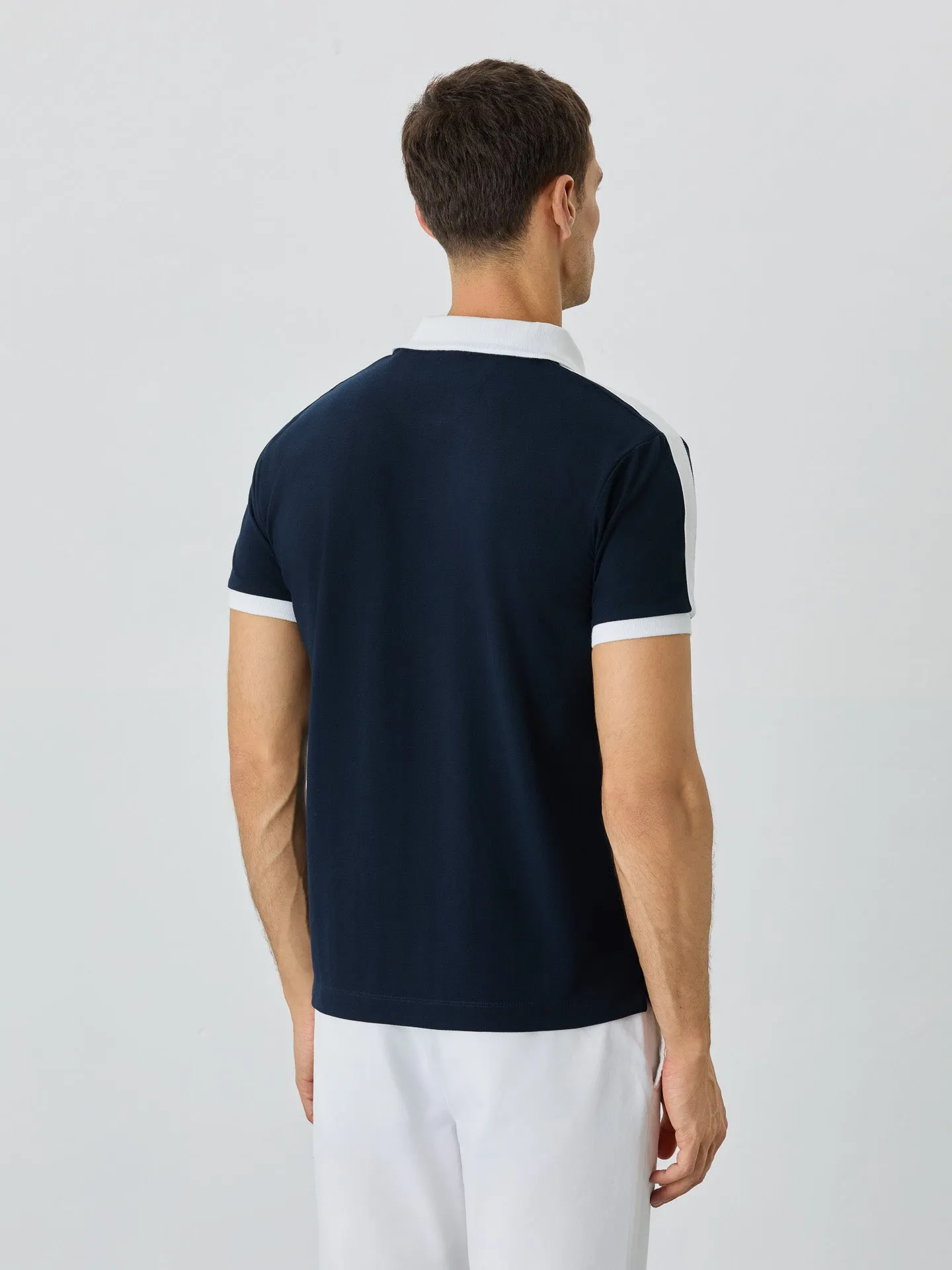 Slim Fit Piqué Polo In Recycled Polyester And Cotton Blend