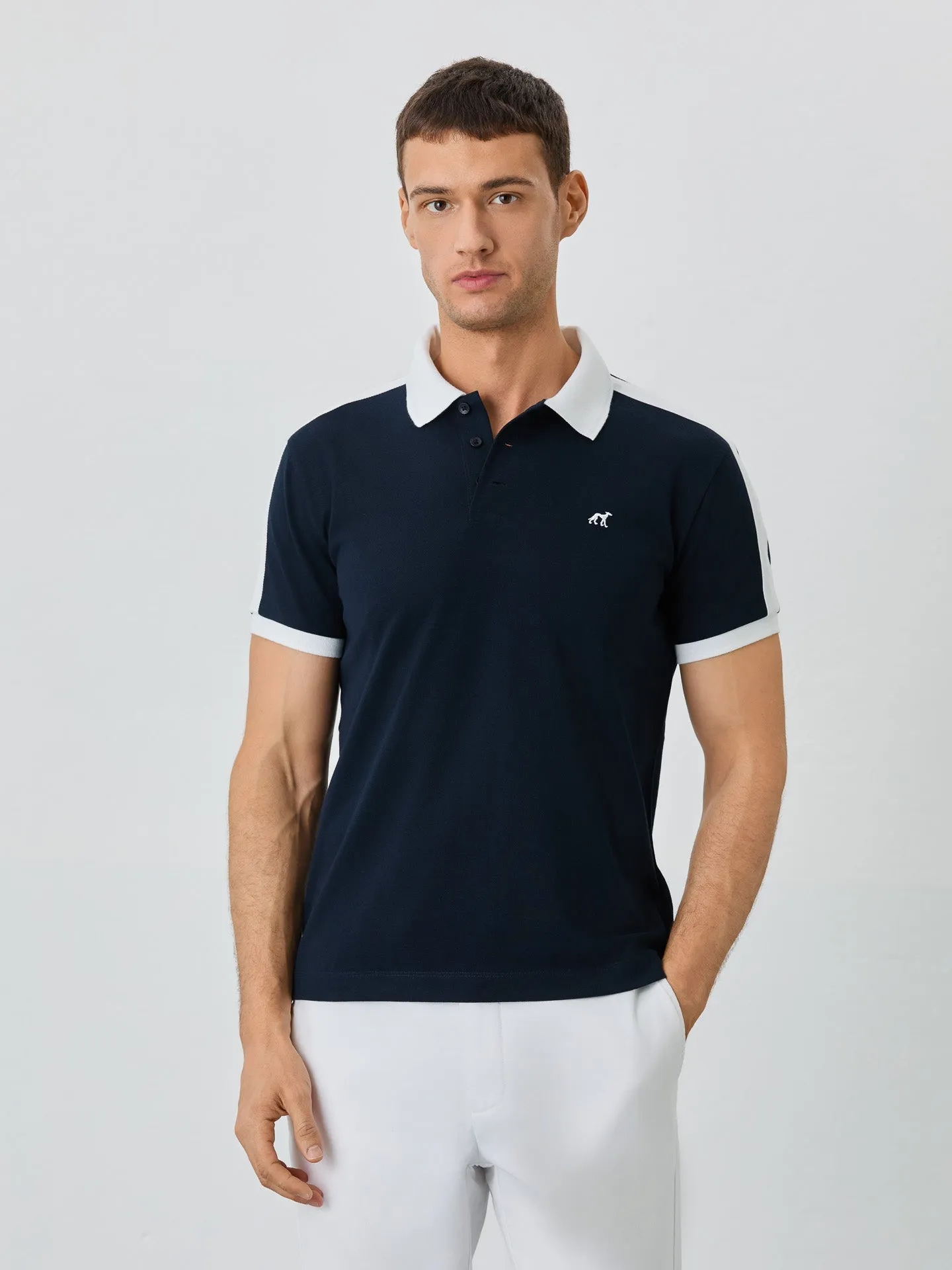 Slim Fit Piqué Polo In Recycled Polyester And Cotton Blend