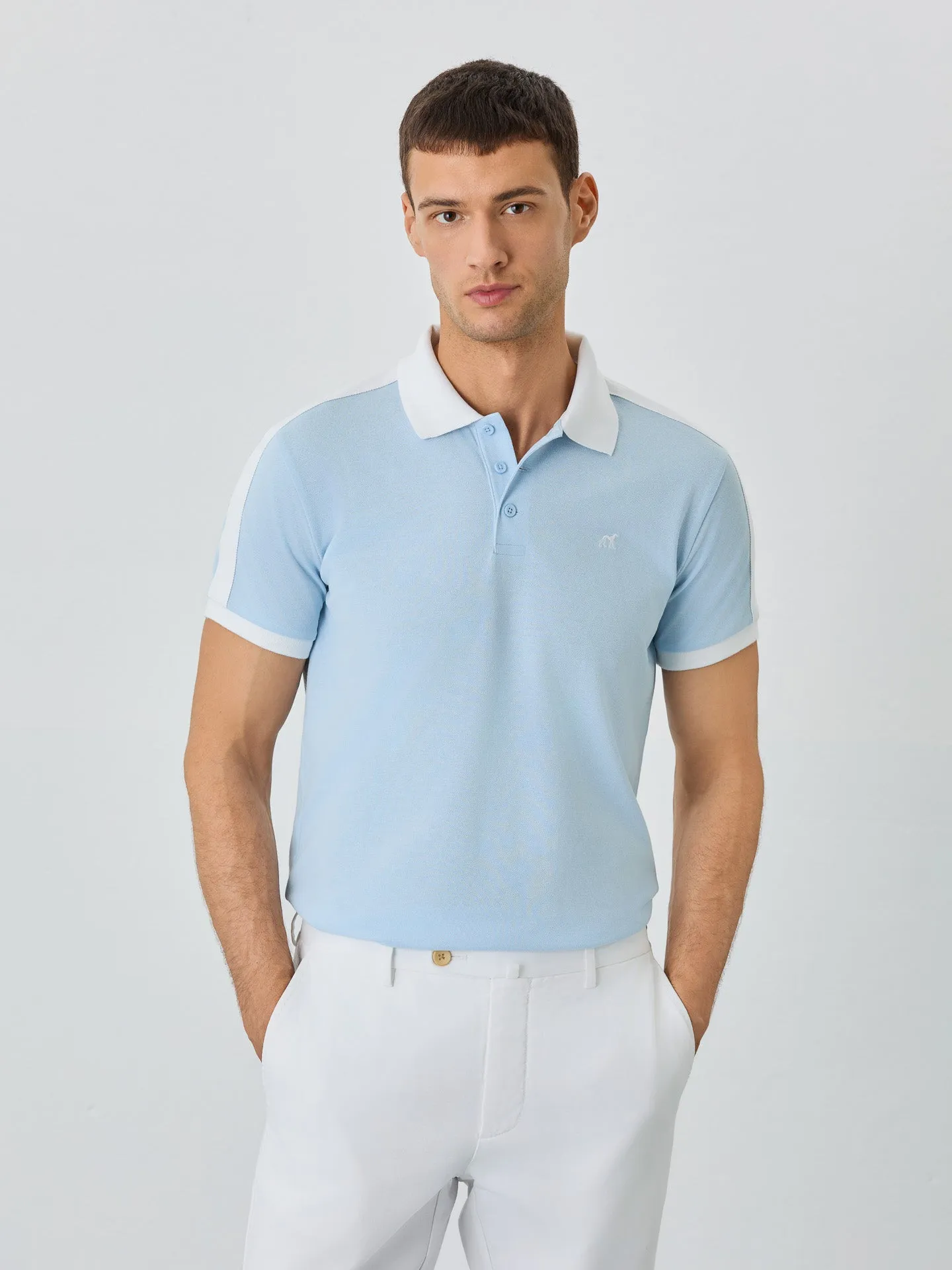 Slim Fit Piqué Polo In Recycled Polyester And Cotton Blend