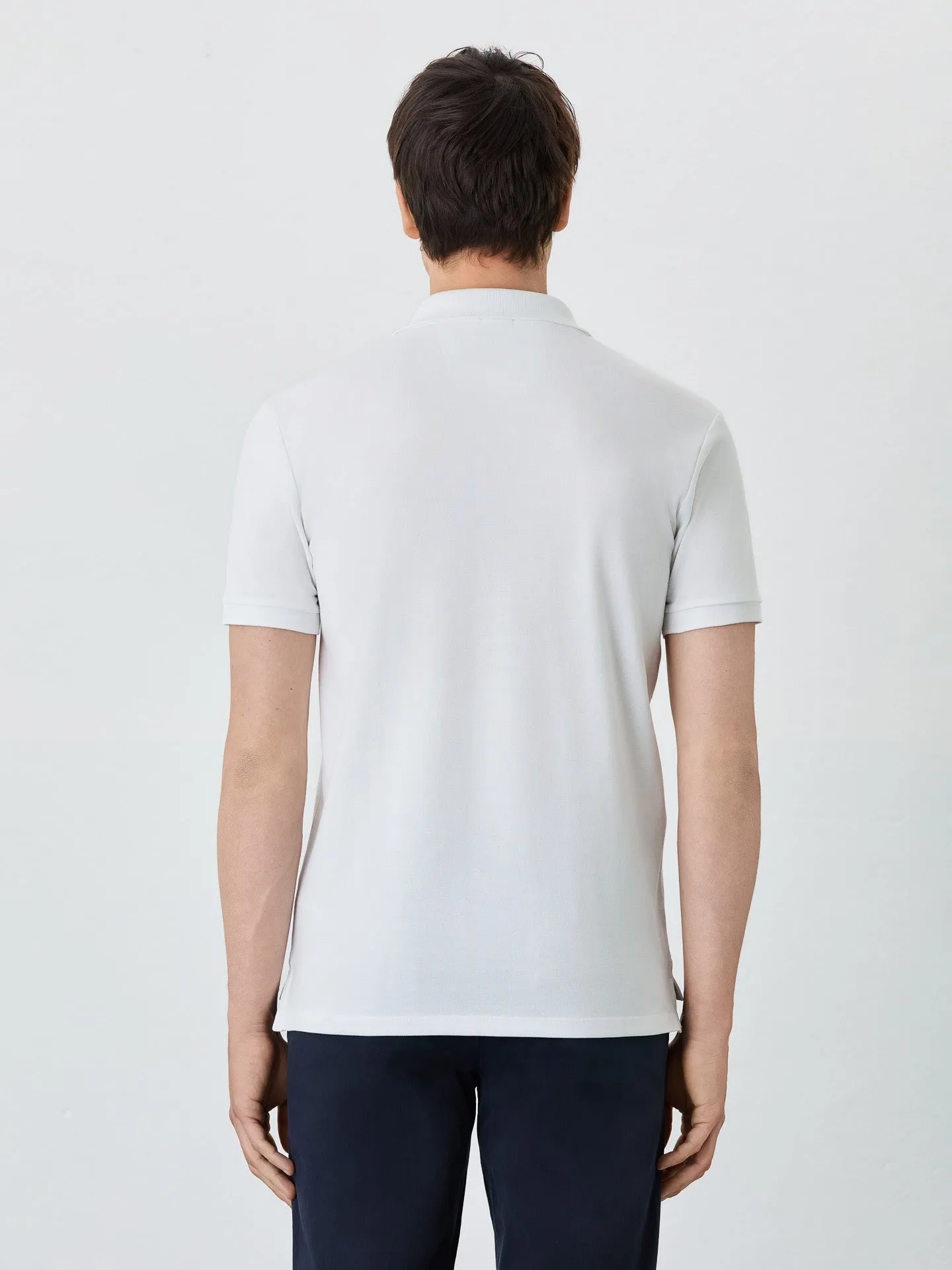 Slim Fit Piqué Polo With Ribbed Collar In Cotton Blend