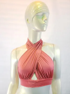 Slinky knit cut out peek a boo halter top