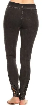 Straight Leg Yoga Pants with Lace Inserts