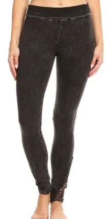 Straight Leg Yoga Pants with Lace Inserts
