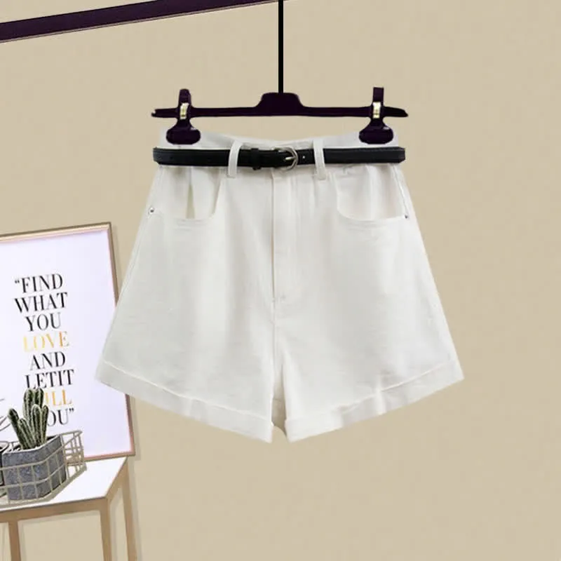 Stripe Pocket Crop Top T-Shirt Denim Shorts