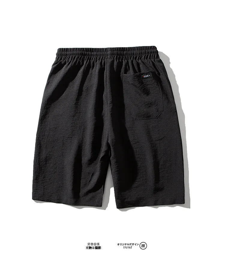 Summer Thin Men Pants Silk Running Shorts Trendy INS Trendy Loose Casual knee length Outdoor Shorts