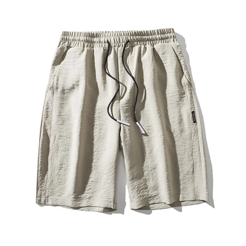 Summer Thin Men Pants Silk Running Shorts Trendy INS Trendy Loose Casual knee length Outdoor Shorts