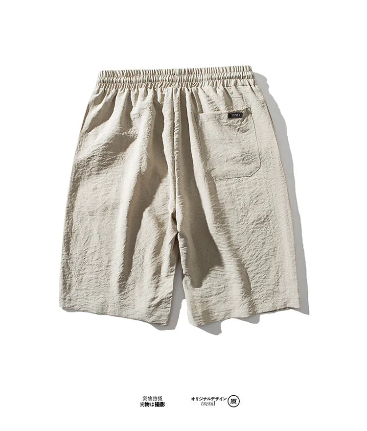 Summer Thin Men Pants Silk Running Shorts Trendy INS Trendy Loose Casual knee length Outdoor Shorts
