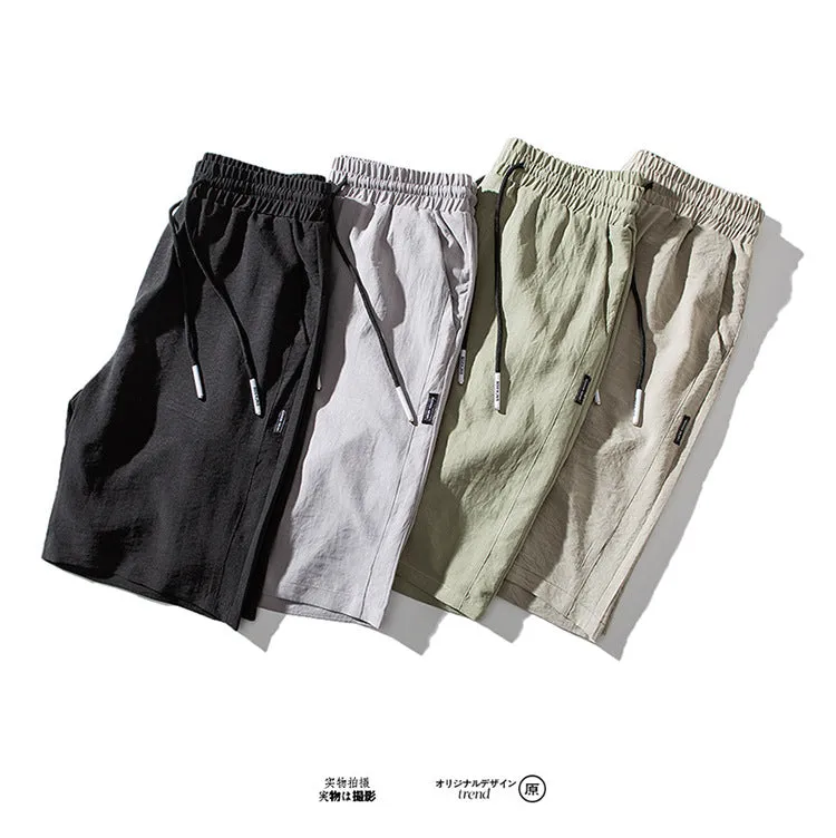 Summer Thin Men Pants Silk Running Shorts Trendy INS Trendy Loose Casual knee length Outdoor Shorts