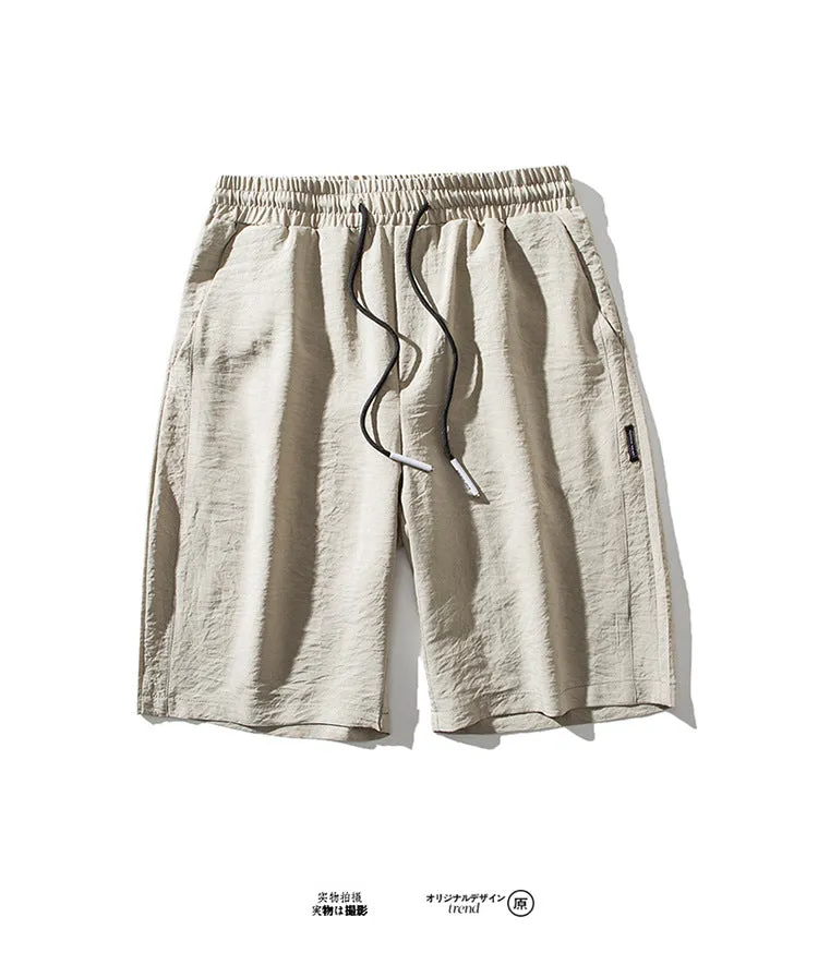 Summer Thin Men Pants Silk Running Shorts Trendy INS Trendy Loose Casual knee length Outdoor Shorts
