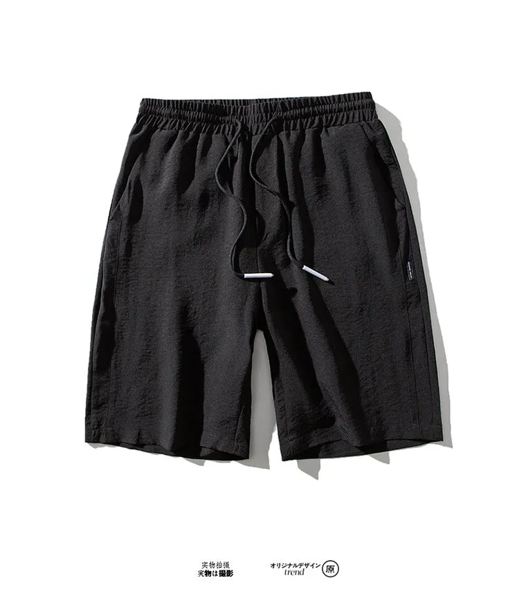 Summer Thin Men Pants Silk Running Shorts Trendy INS Trendy Loose Casual knee length Outdoor Shorts