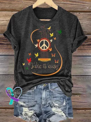 Take It Easy Guitar Butterfly T-shirt
