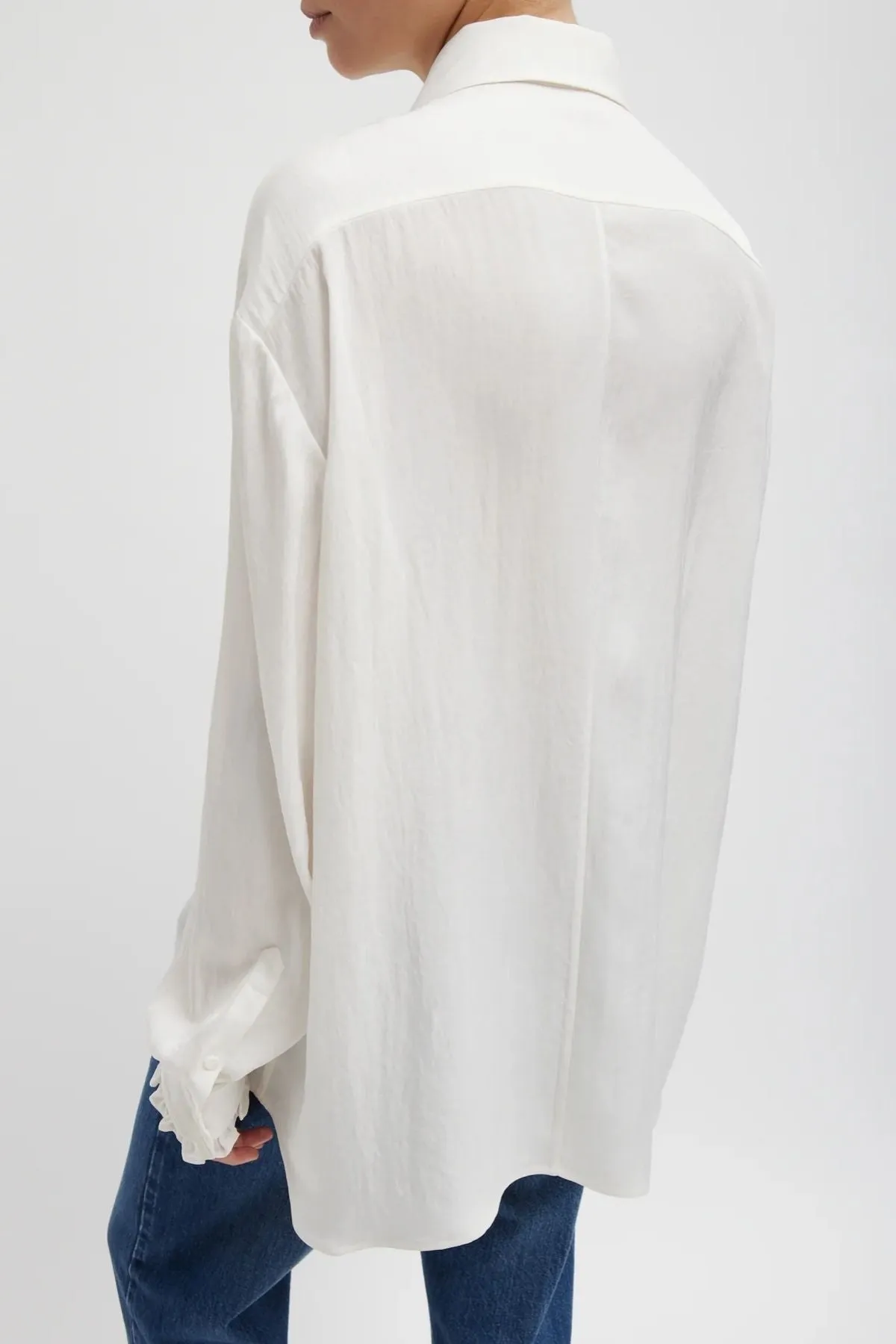 Tibi Winter Acetate Easy Tuxedo Shirt - White