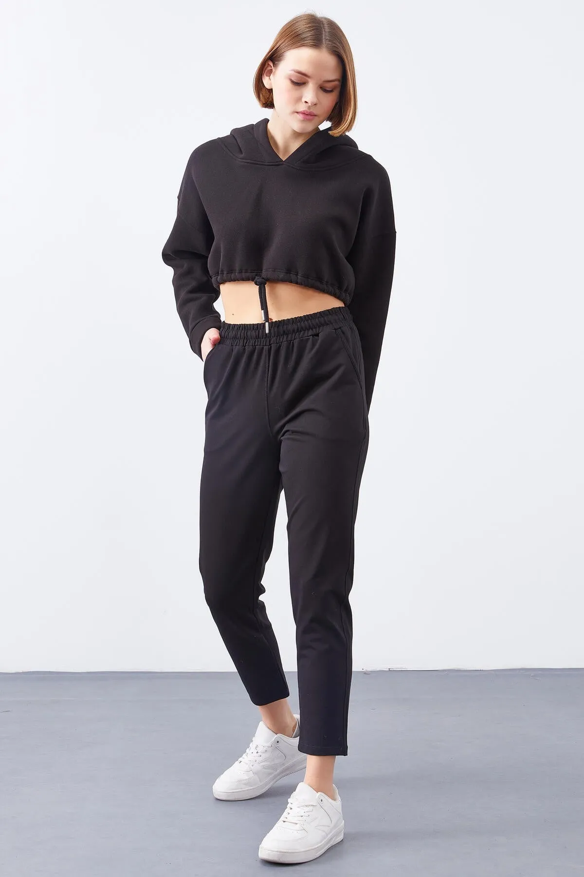 TMY Black High Waist Jogger Comfortable Fit Slim Leg Women's Sweatpants - 94566 - Svyetlahorsk