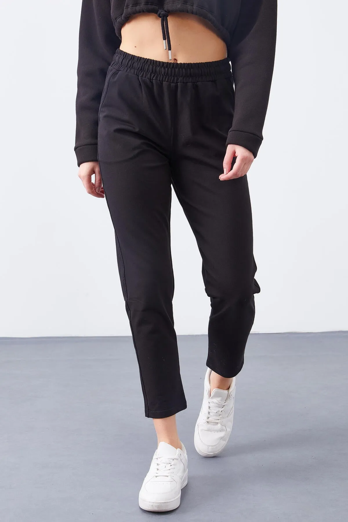 TMY Black High Waist Jogger Comfortable Fit Slim Leg Women's Sweatpants - 94566 - Svyetlahorsk