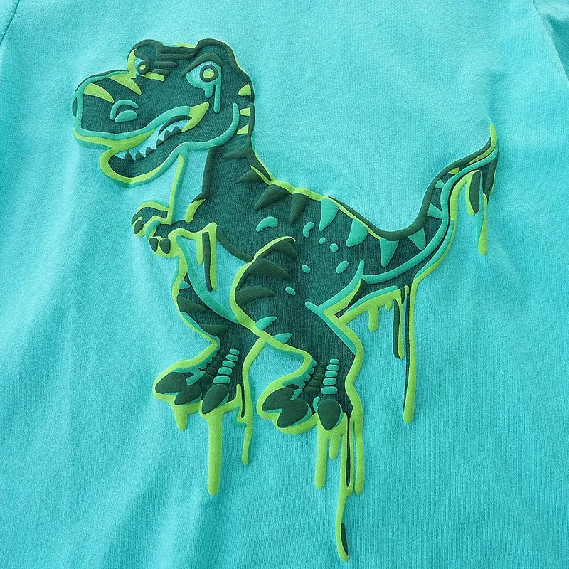 Toddler Boy's Blue T-shirt with Dinosaur Print