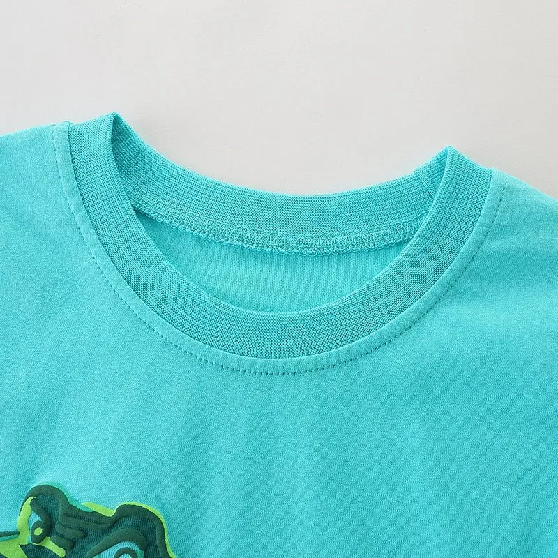 Toddler Boy's Blue T-shirt with Dinosaur Print