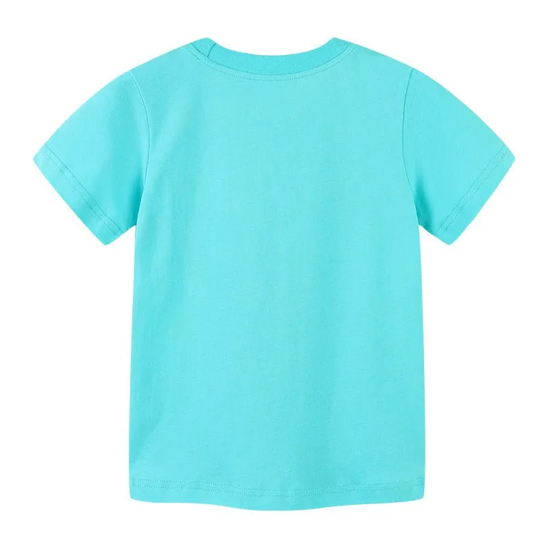 Toddler Boy's Blue T-shirt with Dinosaur Print